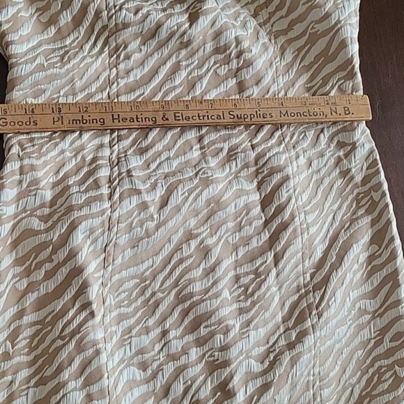 Calvin Klein Animal Print Career Dress Size 8 Petite Dark Khaki and Ivory - Picture 8 of 10
